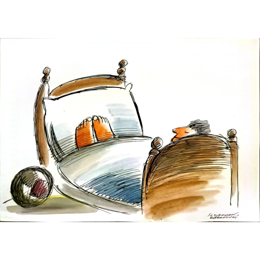 Slobodan Obradovic 29x21cm Orijinal Karikatür BOD06286