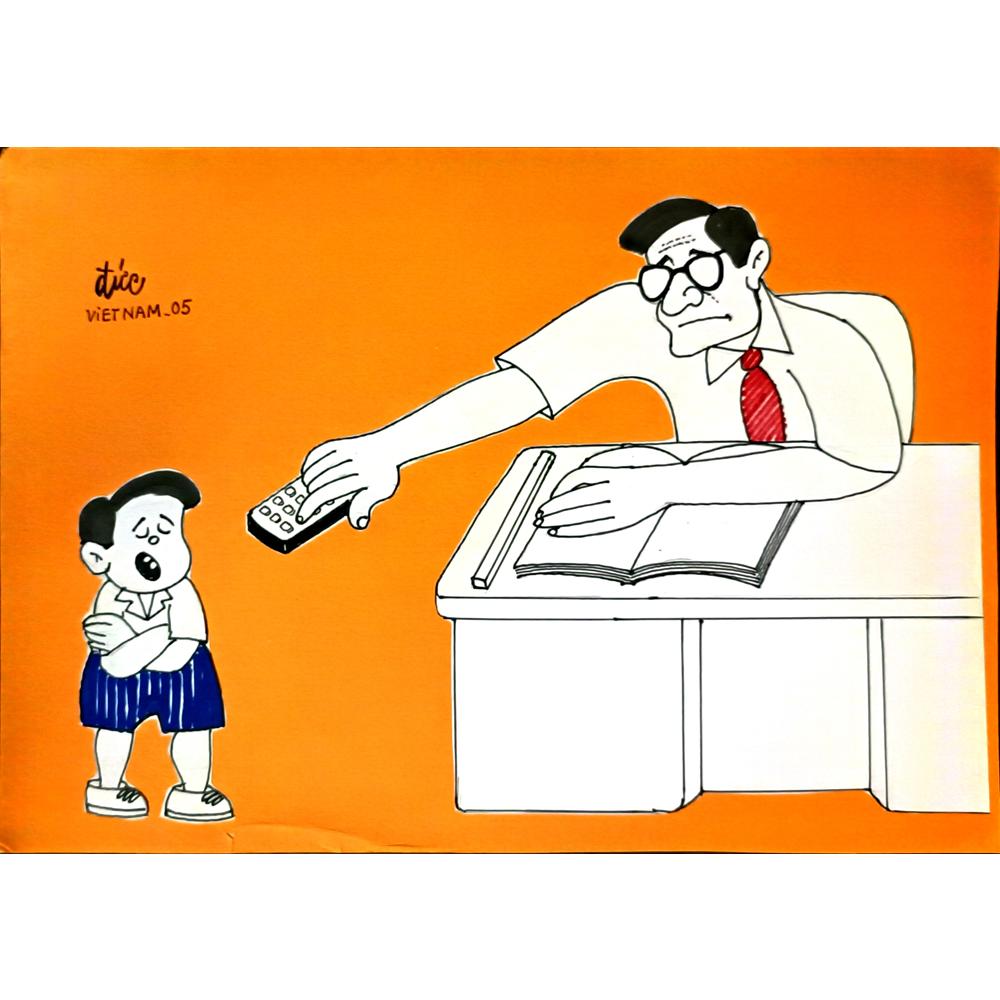 Nguyen Huu Due 29x21cm Orijinal Karikatür BOD06298