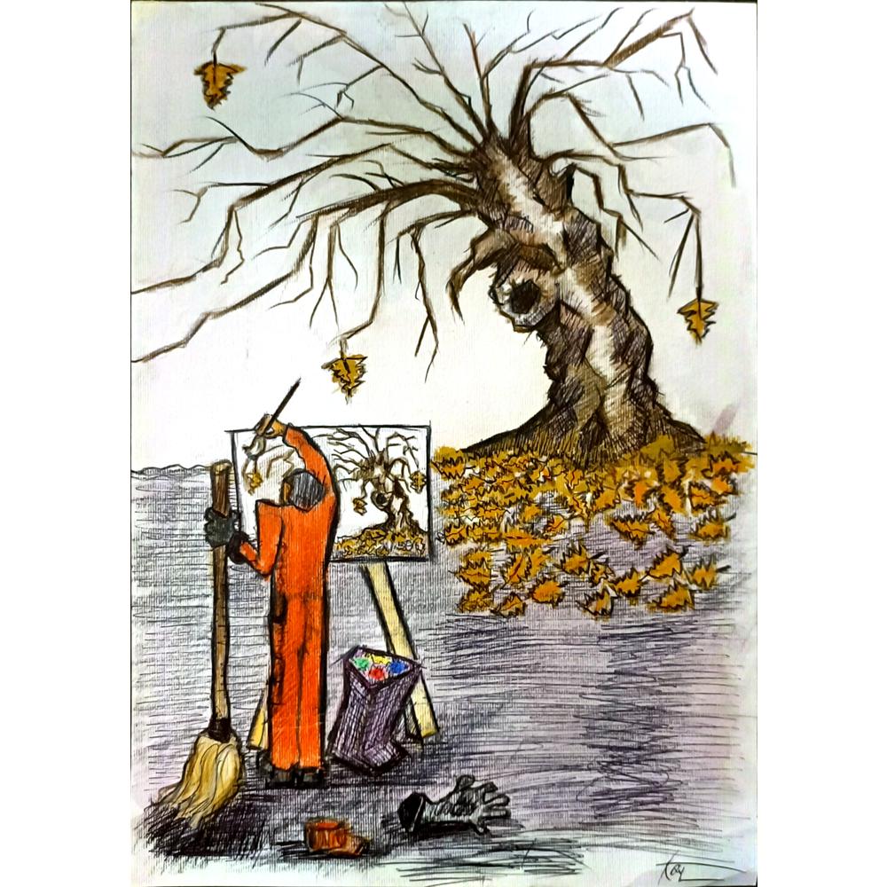 Ali Vazivy 29x21cm Orijinal Karikatür BOD06309