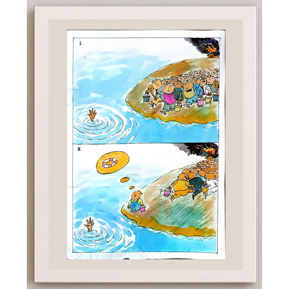 Zhang Wei 29x21cm Orijinal Karikatür BOD06327