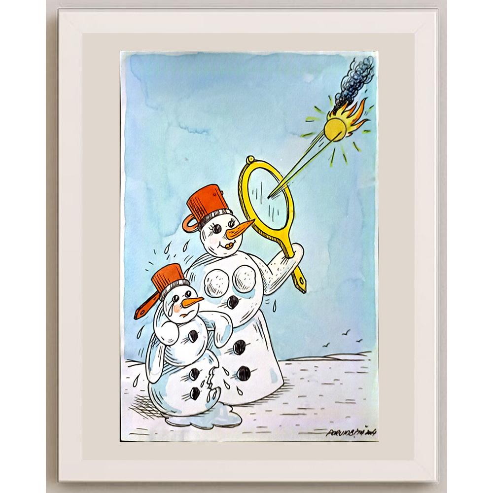 Porumbita Mihaita 29x21cm Orijinal Karikatür BOD06329