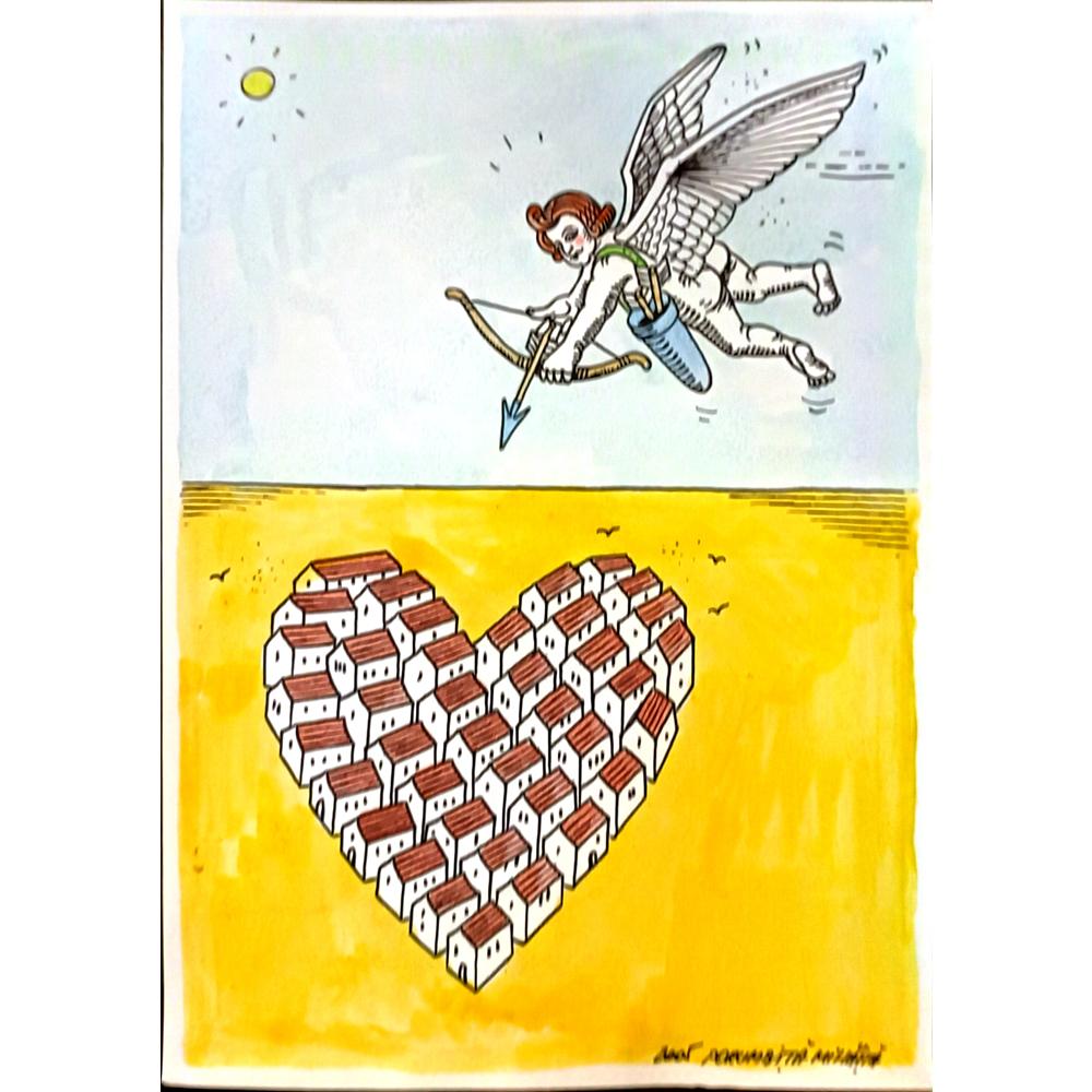 Porumbita Mihaita 29x21cm Orijinal Karikatür BOD06332