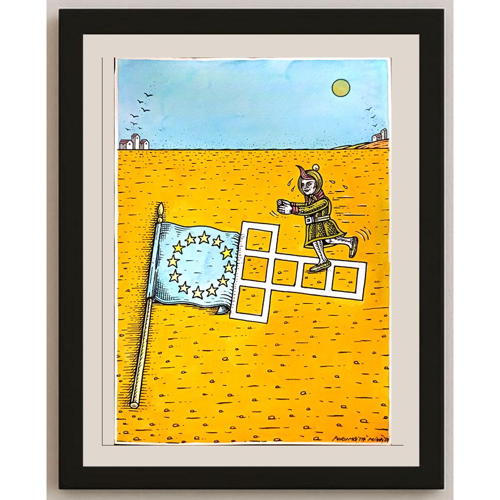 Porumbita Mihaita 29x21cm Orijinal Karikatür BOD06334