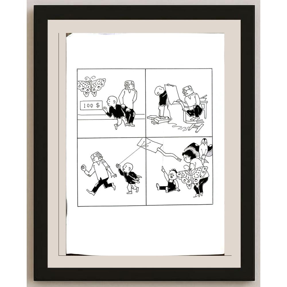 Wang Jınhai 29x21cm Orijinal Karikatür BOD06356