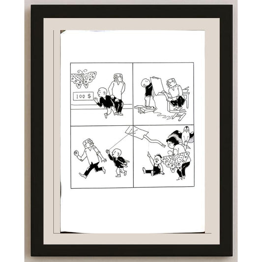 Wang Jınhai 29x21cm Orijinal Karikatür BOD06356
