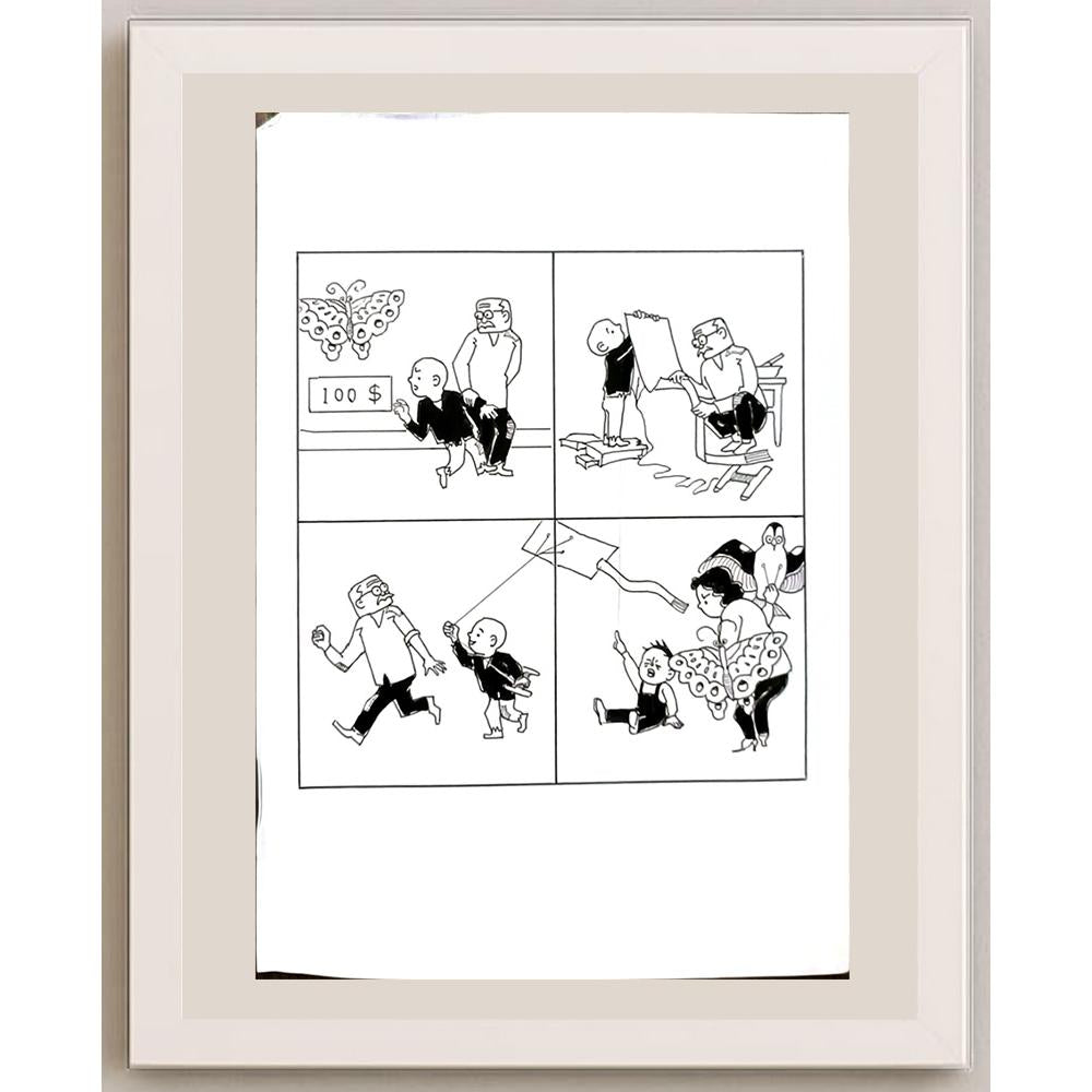 Wang Jınhai 29x21cm Orijinal Karikatür BOD06356