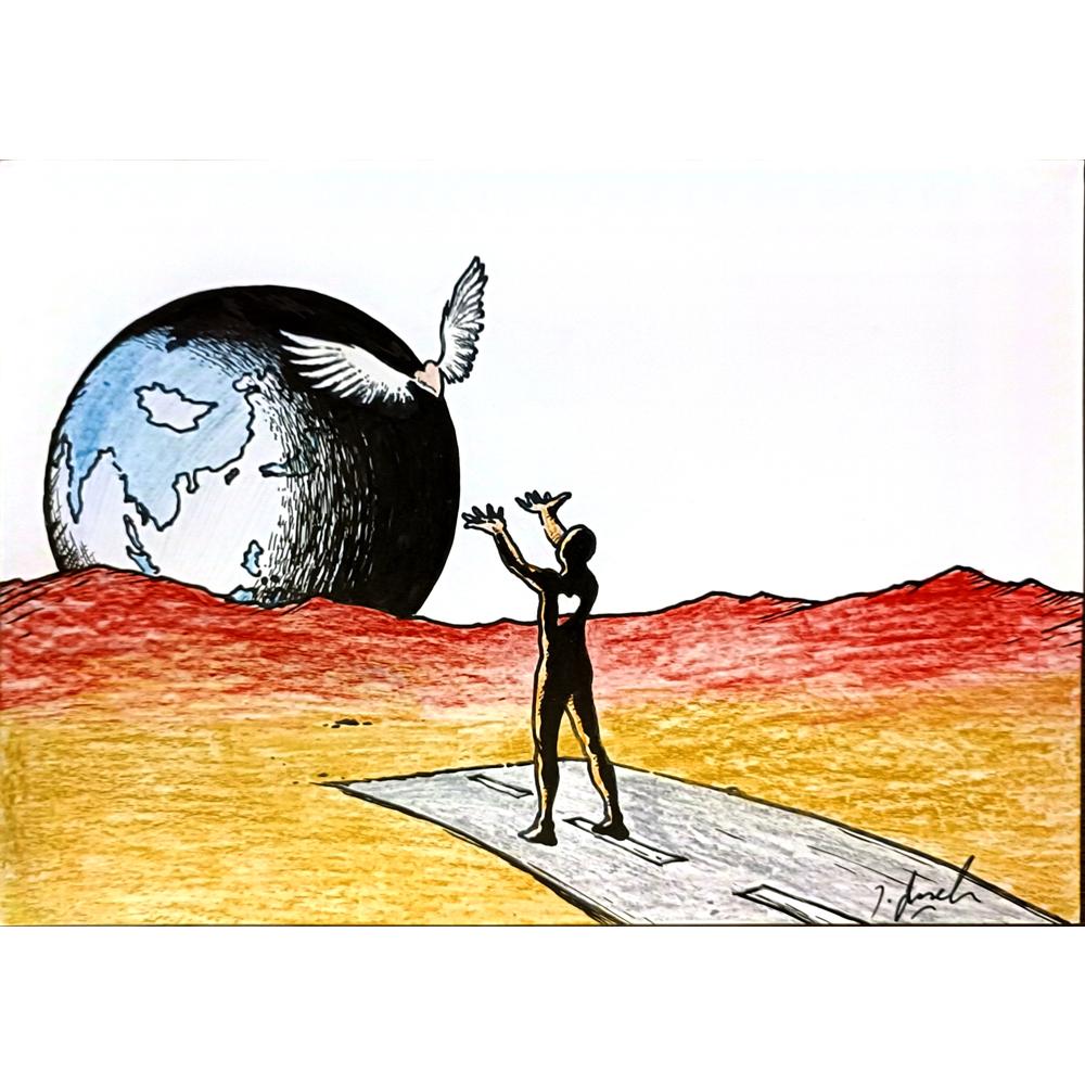 Nurullah Şimşek 29x21cm Orijinal Karikatür BOD06478