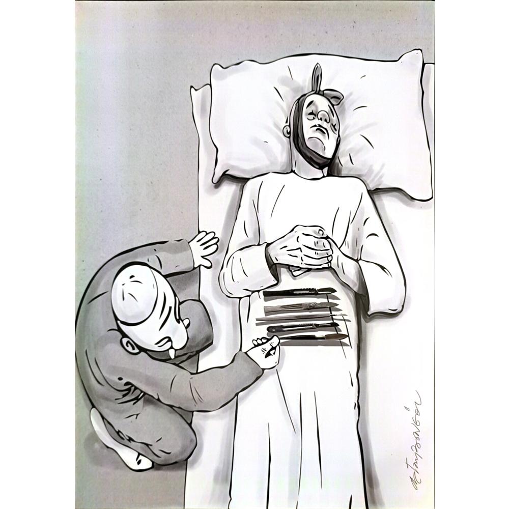 Oktay Bingöl 43x30cm Orijinal Karikatür BOD06504