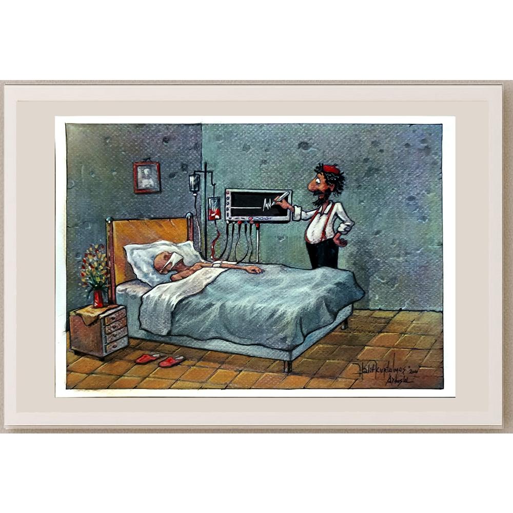 Halit Kurtulmuş Aytoslu 29x21cm Orijinal Karikatür BOD06521