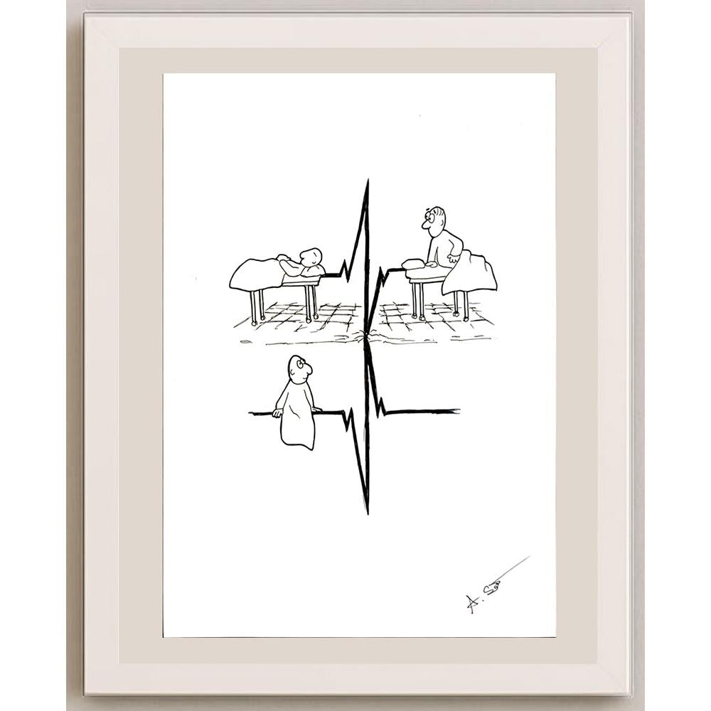 Abdullah Sarışen 29x21cm Orijinal Karikatür BOD06527