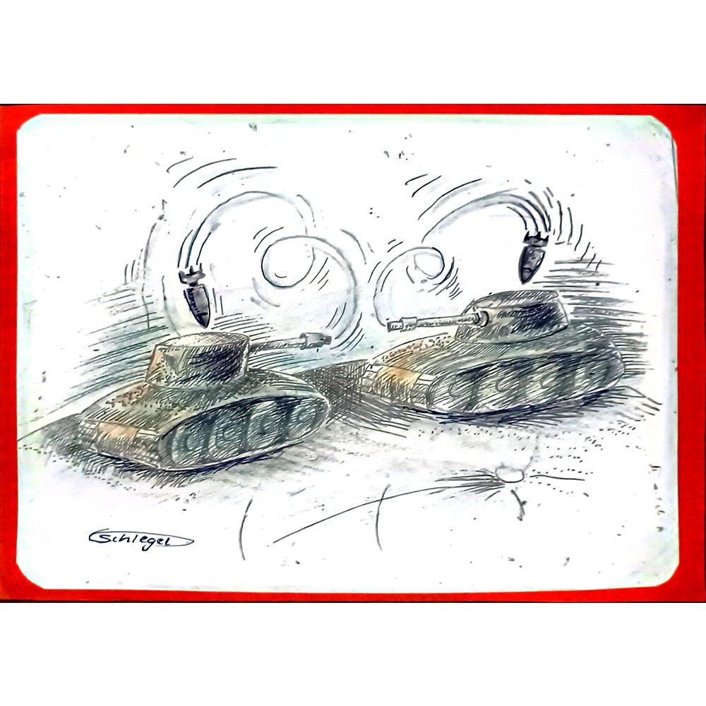 Wolfgang Schlegel 29x21cm Orijinal Karikatür BOD06643