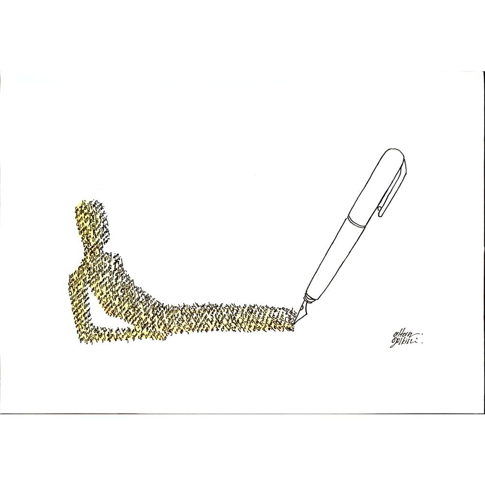 Hüseyin Üzüm 29x21cm Orijinal Karikatür BOD06706