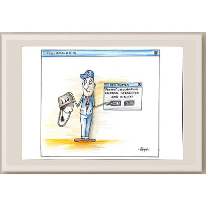 Hüseyin Üzüm 29x21cm Orijinal Karikatür BOD06707