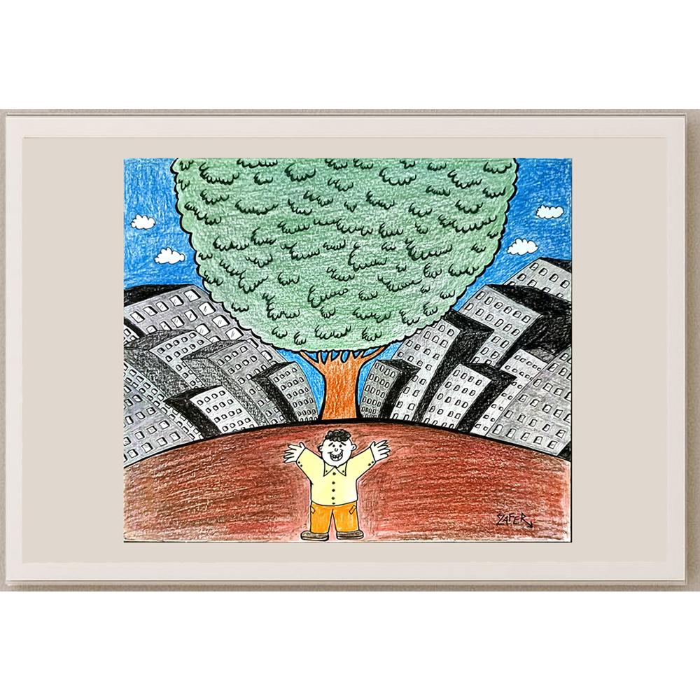 Zafer Dilekçi 25x21cm Orijinal Karikatür BOD06723