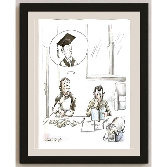 Guo Zhong 29x21cm Orijinal Karikatür BOD06727