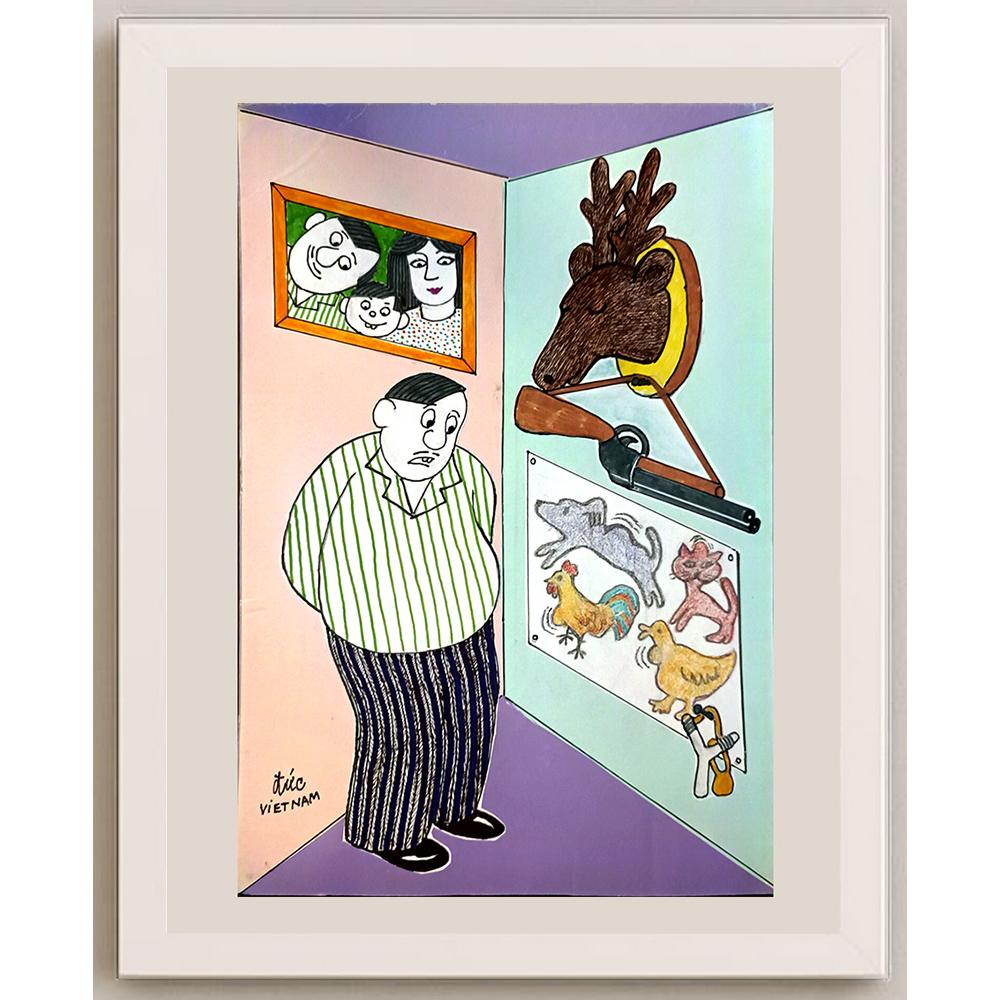 Nguyen Huu Due 29x21cm Orijinal Karikatür BOD06733