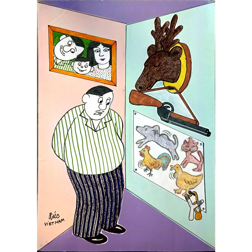 Nguyen Huu Due 29x21cm Orijinal Karikatür BOD06733