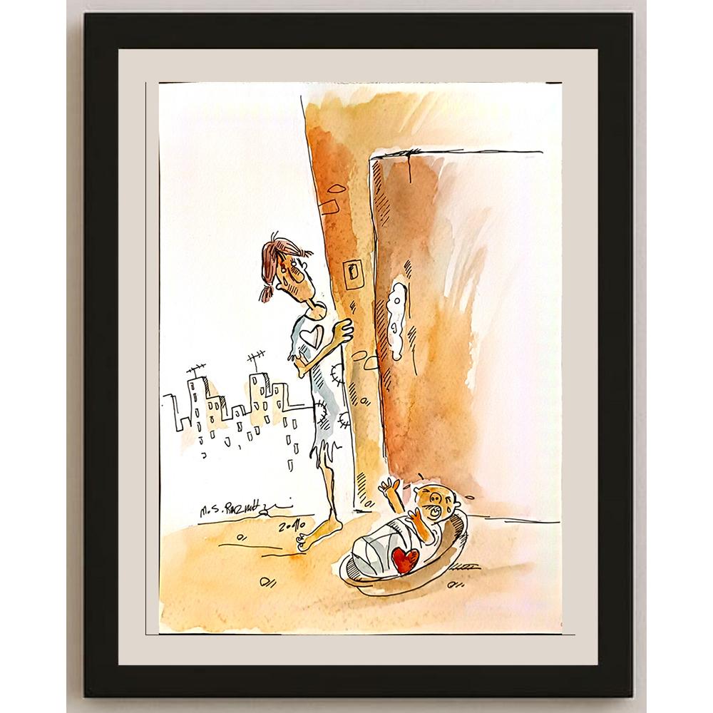 Mohammad Saleh Razm Hosseini 29x21cm Orijinal Karikatür BOD06747