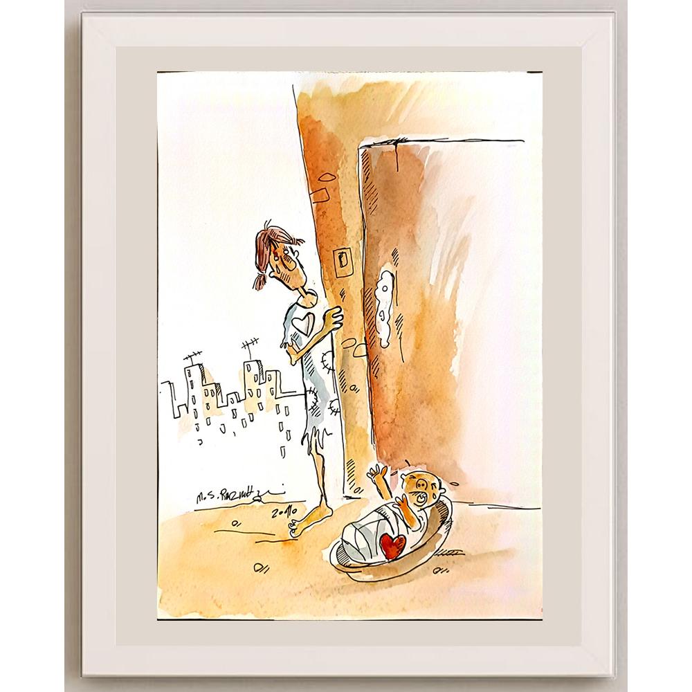 Mohammad Saleh Razm Hosseini 29x21cm Orijinal Karikatür BOD06747