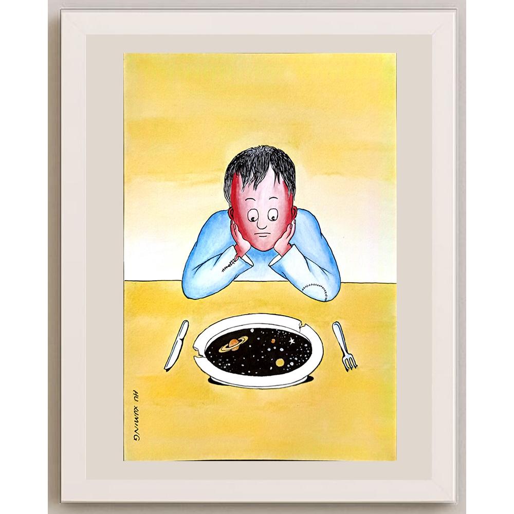 Hu Xuming 29x21cm Orijinal Karikatür BOD06768