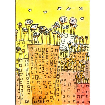 Wang Tiandan 29x21cm Orijinal Karikatür BOD06811