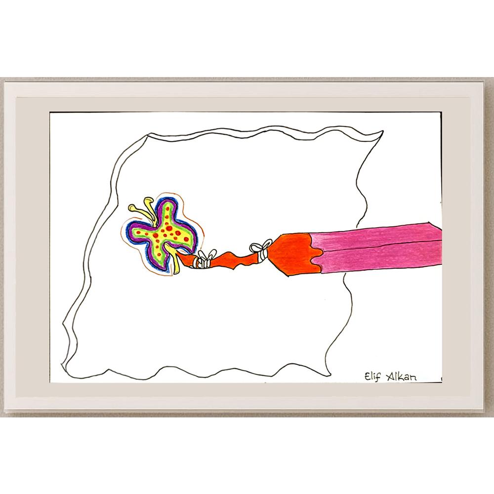 Elif Alkan 29x21cm Orijinal Karikatür BOD06928