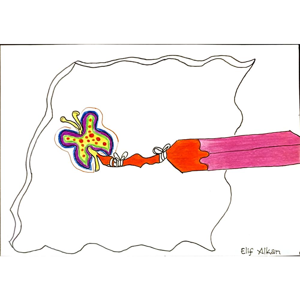 Elif Alkan 29x21cm Orijinal Karikatür BOD06928