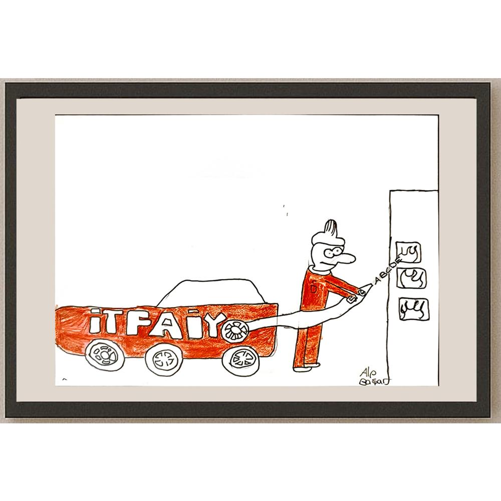 Alp Başar 29x21cm Orijinal Karikatür BOD06932