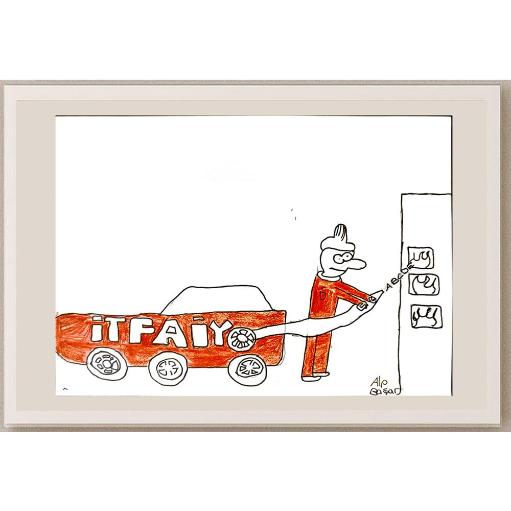 Alp Başar 29x21cm Orijinal Karikatür BOD06932