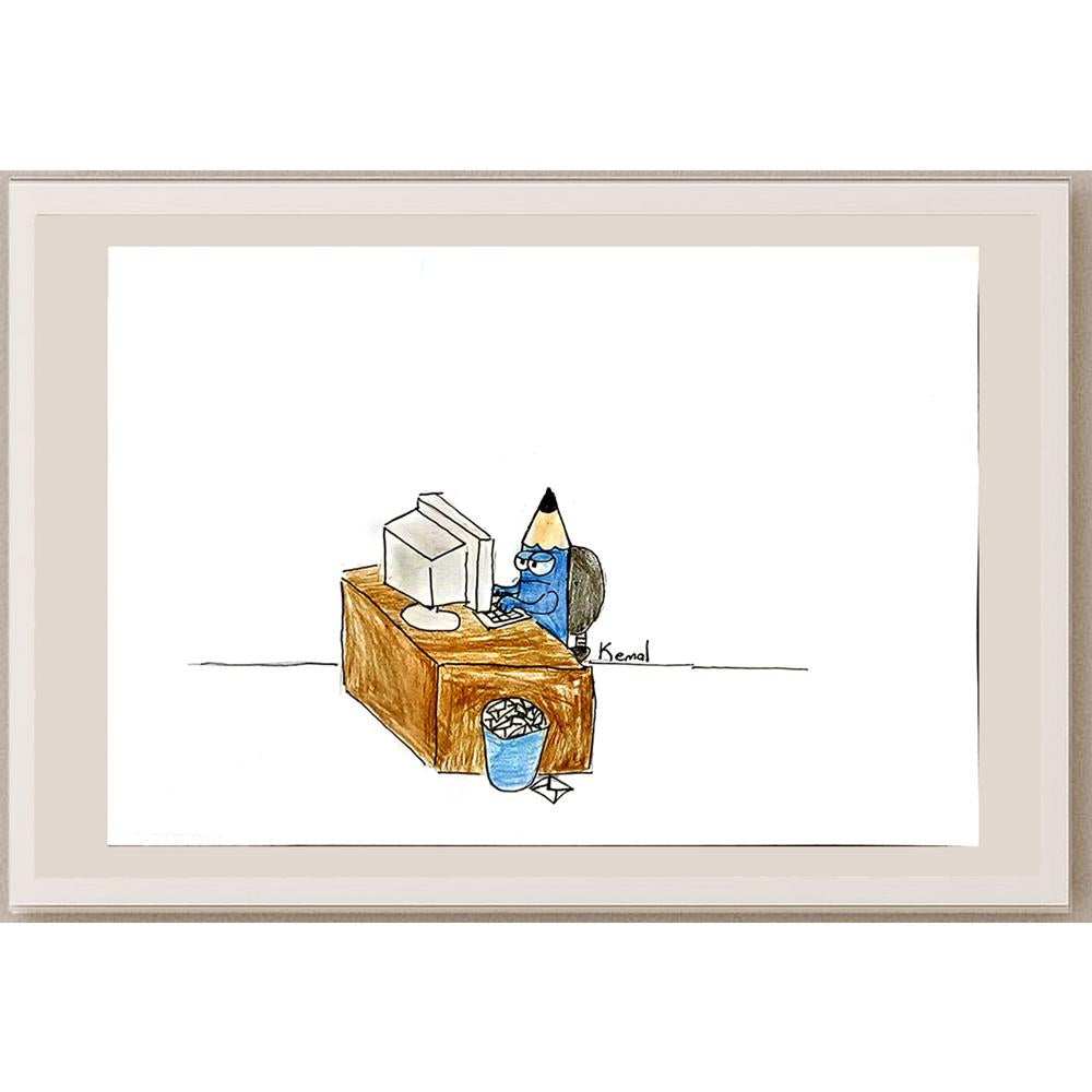 Mustafa KemalÜnal 29x21cm Orijinal Karikatür BOD06961