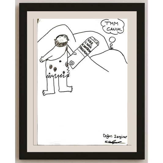 Doğan Zenginer 43x30cm Orijinal Karikatür BOD07077