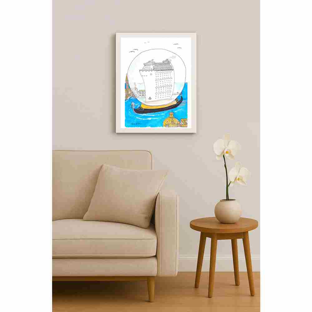 Mihai Gabriel Boboc Gondola Kişiye Özel Sertifikalı Sınırlı Fine Art Karikatür Baskı CAD00002