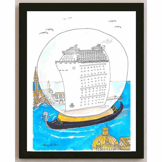 Mihai Gabriel Boboc Gondola Kişiye Özel Sertifikalı Sınırlı Fine Art Karikatür Baskı CAD00002