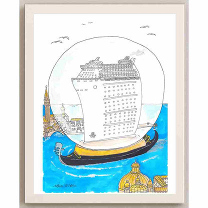 Mihai Gabriel Boboc Gondola Kişiye Özel Sertifikalı Sınırlı Fine Art Karikatür Baskı CAD00002