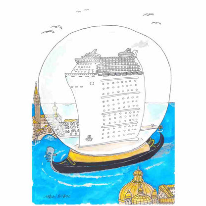 Mihai Gabriel Boboc Gondola Kişiye Özel Sertifikalı Sınırlı Fine Art Karikatür Baskı CAD00002