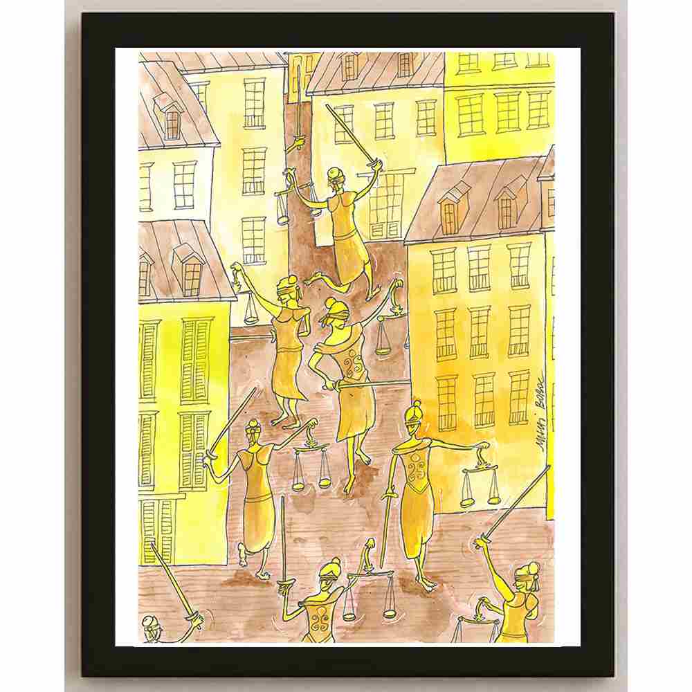 Mihai Gabriel Boboc Justice Kişiye Özel Sertifikalı Sınırlı Fine Art Karikatür Baskı CAD00003