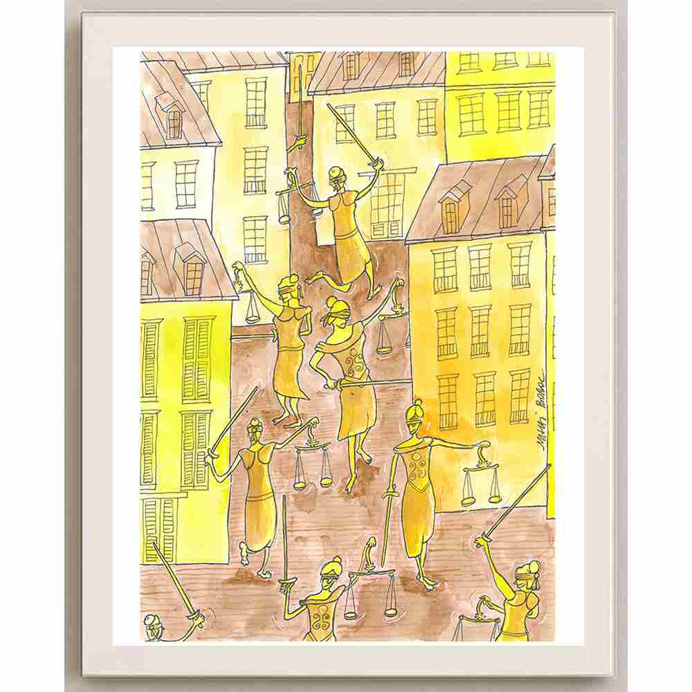 Mihai Gabriel Boboc Justice Kişiye Özel Sertifikalı Sınırlı Fine Art Karikatür Baskı CAD00003