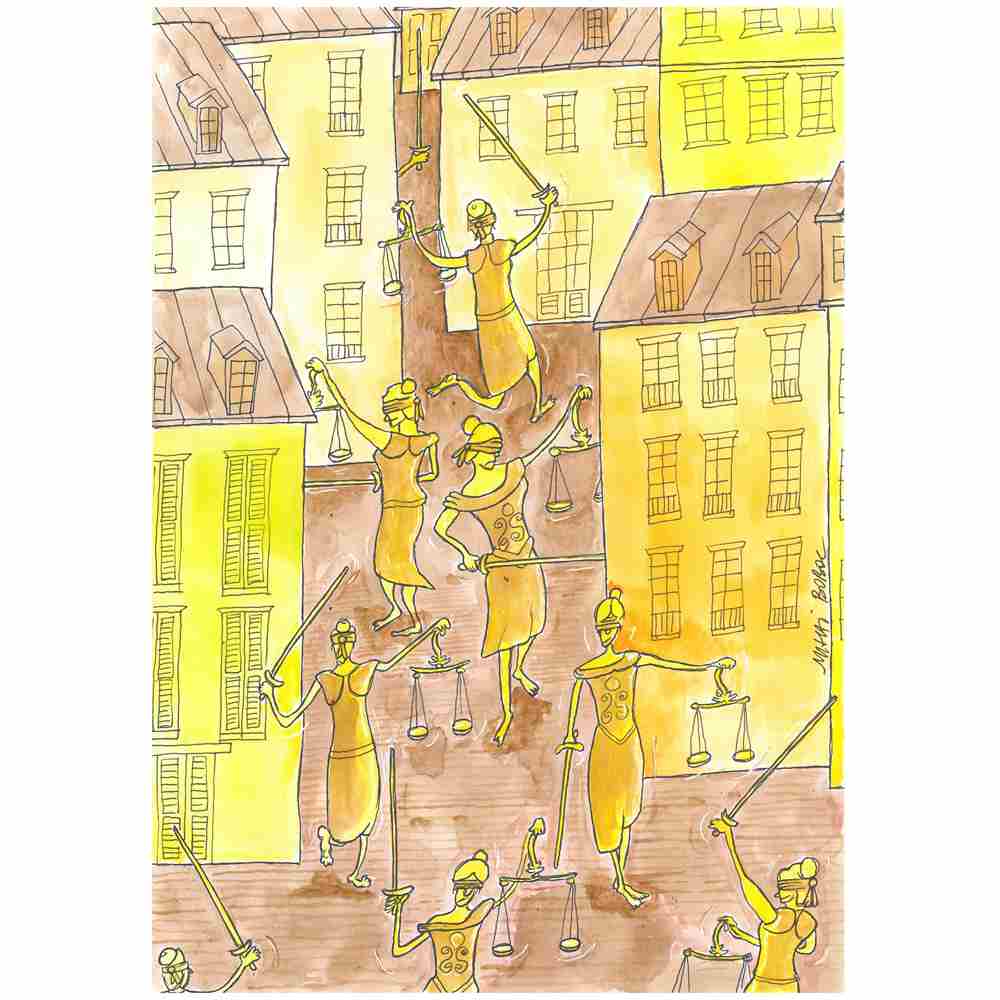 Mihai Gabriel Boboc Justice Kişiye Özel Sertifikalı Sınırlı Fine Art Karikatür Baskı CAD00003