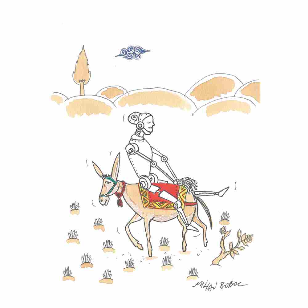 Mihai Gabriel Boboc HodjA.I. Kişiye Özel Sertifikalı Sınırlı Fine Art Karikatür Baskı CAD00004