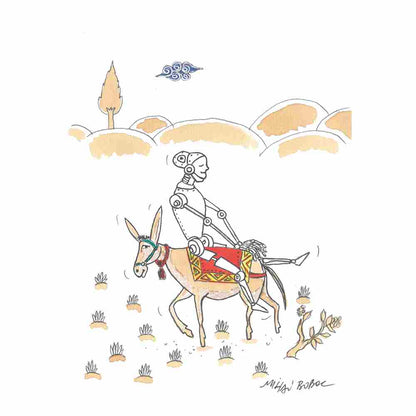 Mihai Gabriel Boboc HodjA.I. Kişiye Özel Sertifikalı Sınırlı Fine Art Karikatür Baskı CAD00004