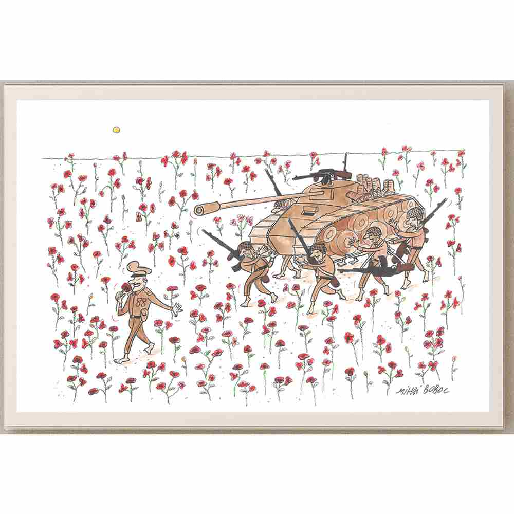 Mihai Gabriel Boboc Peace Kişiye Özel Sertifikalı Sınırlı Fine Art Karikatür Baskı CAD00005