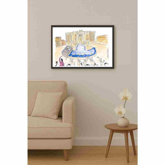 Mihai Gabriel Boboc Fontana Di Trevi Kişiye Özel Sertifikalı Sınırlı Fine Art Karikatür Baskı CAD00006