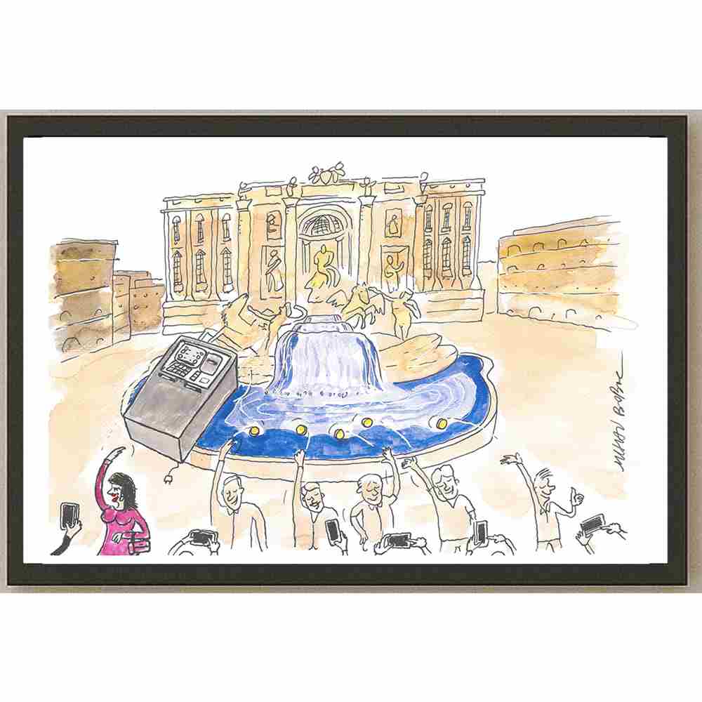 Mihai Gabriel Boboc Fontana Di Trevi Kişiye Özel Sertifikalı Sınırlı Fine Art Karikatür Baskı CAD00006