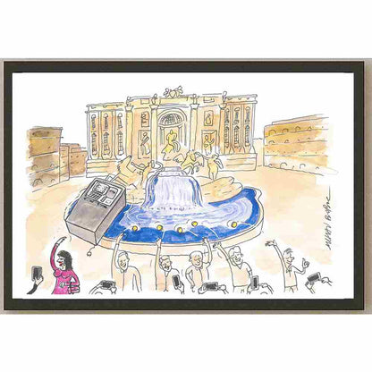 Mihai Gabriel Boboc Fontana Di Trevi Kişiye Özel Sertifikalı Sınırlı Fine Art Karikatür Baskı CAD00006