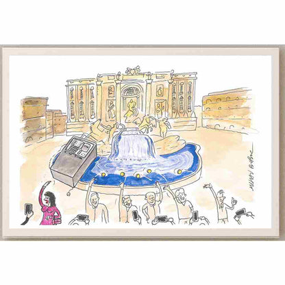 Mihai Gabriel Boboc Fontana Di Trevi Kişiye Özel Sertifikalı Sınırlı Fine Art Karikatür Baskı CAD00006