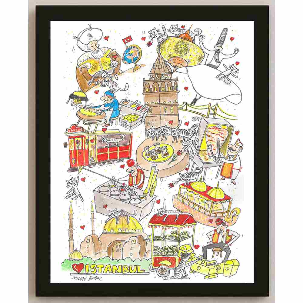 Mihai Gabriel Boboc Istanbul Kişiye Özel Sertifikalı Sınırlı Fine Art Karikatür Baskı CAD00008