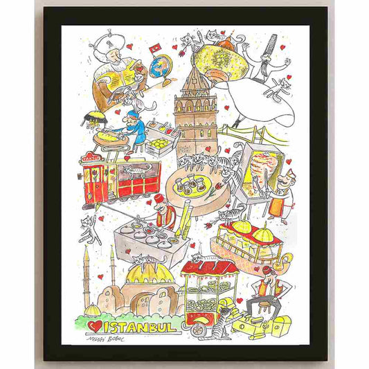 Mihai Gabriel Boboc Istanbul Kişiye Özel Sertifikalı Sınırlı Fine Art Karikatür Baskı CAD00008