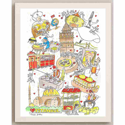 Mihai Gabriel Boboc Istanbul Kişiye Özel Sertifikalı Sınırlı Fine Art Karikatür Baskı CAD00008