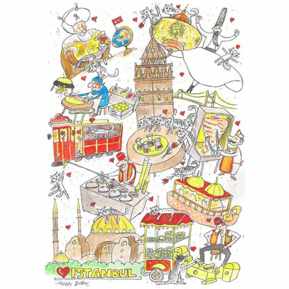 Mihai Gabriel Boboc Istanbul Kişiye Özel Sertifikalı Sınırlı Fine Art Karikatür Baskı CAD00008