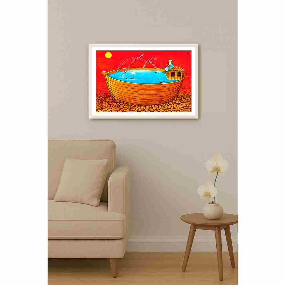 Eshonkulov Maxmudjon Global Warming Kişiye Özel Sertifikalı Sınırlı Fine Art Karikatür Baskı CAD00011